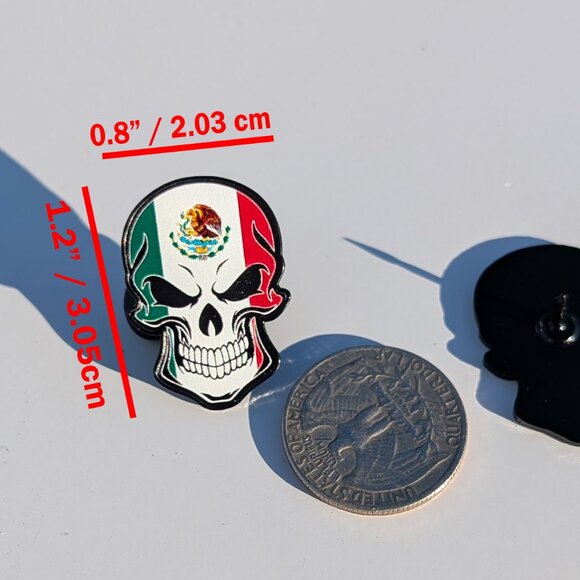Pin Mexican Flag Skull Pin for Caps Clothing Enamel Badge Pin Calavera PinPin Me - Picture 6 of 6
